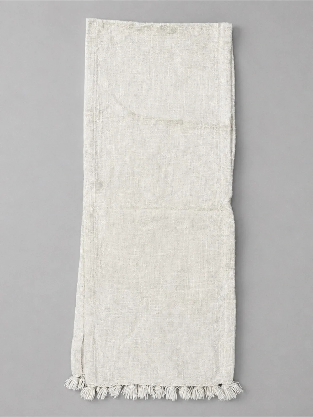 Light Cream Textured Fringe Table Runner